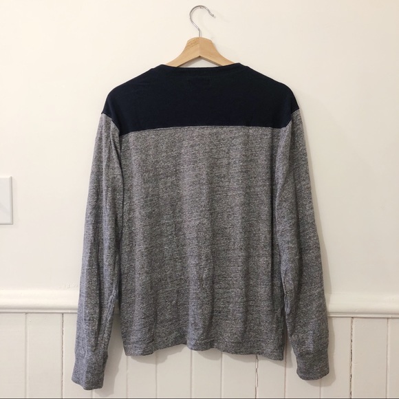 J. Crew Blue/Grey Duo Tone Henley Long Sleeve - Picture 2 of 5
